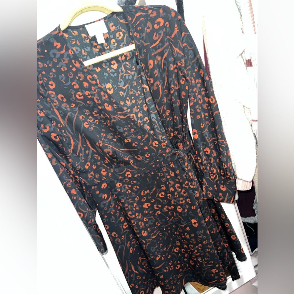 Black and Orange Wrap Dress